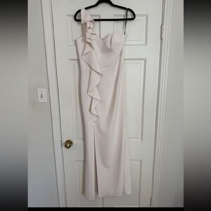 Laundry By Shelli Segal One-Shoulder Cream Dress